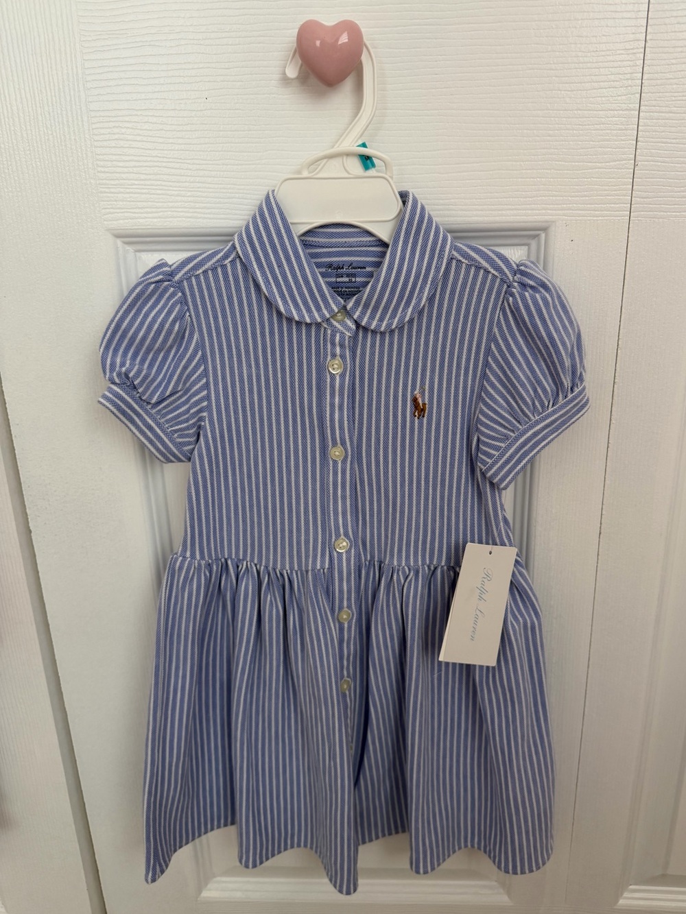 Ralph Lauren Girls' Blue & White Stripe Polo Dress